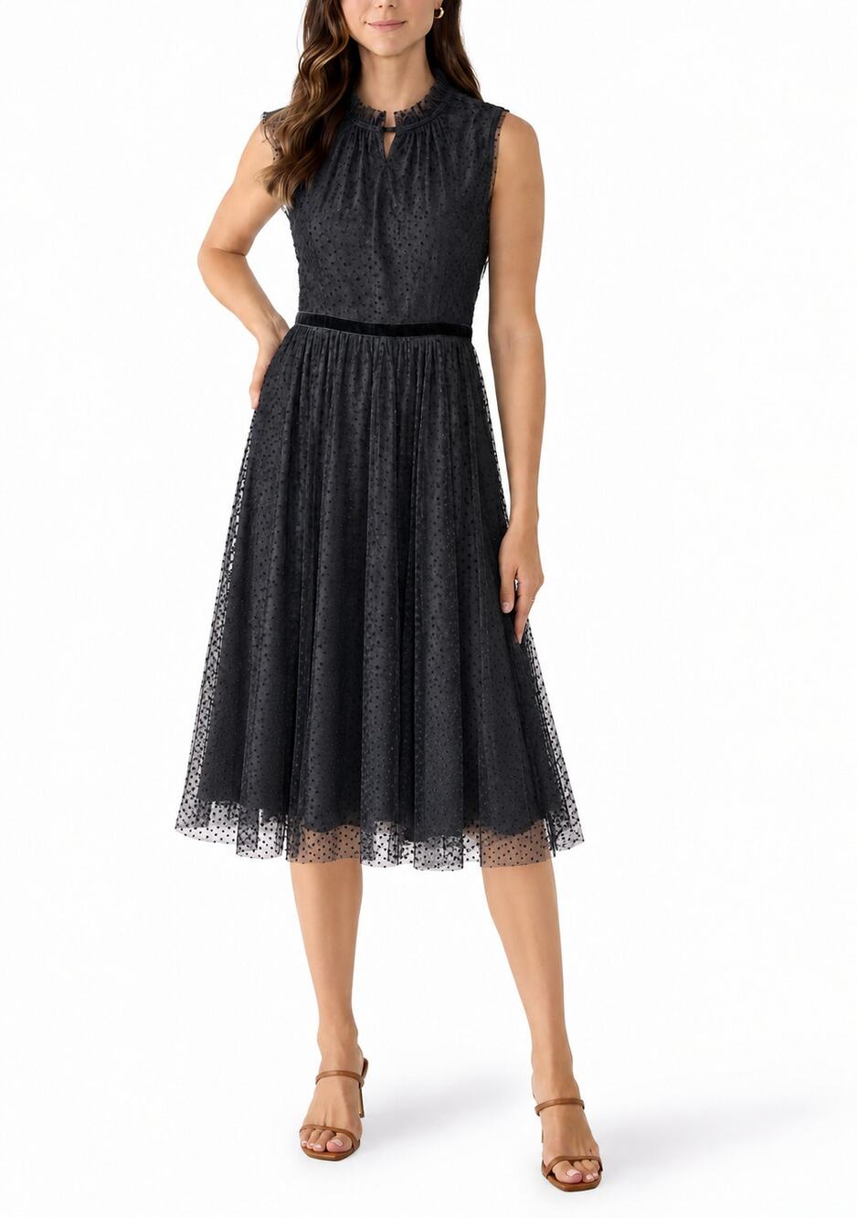 DRAPER JAMES Black Dot Tulle Dress Size XS NWT